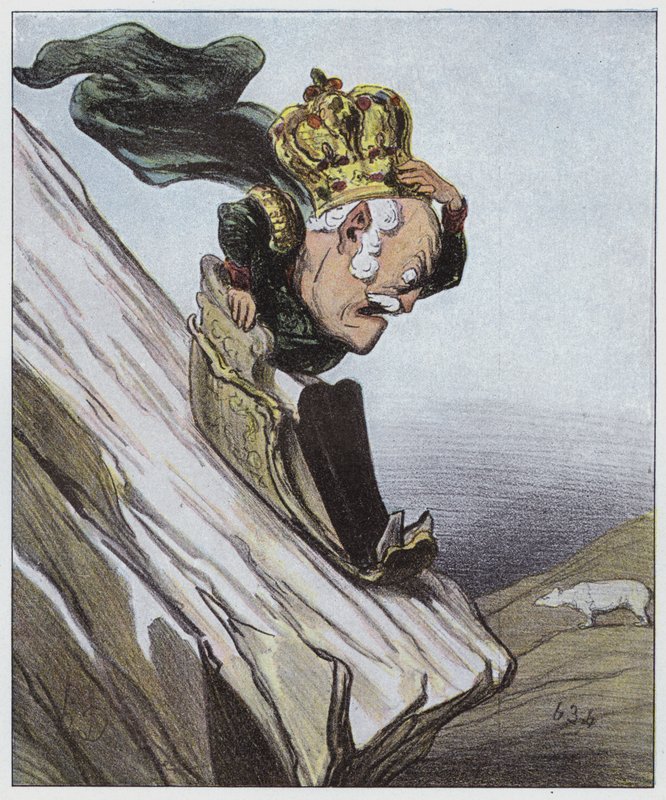 Melko vaarallisella rinteellä (väri litho) tekijältä Honore (after) Daumier