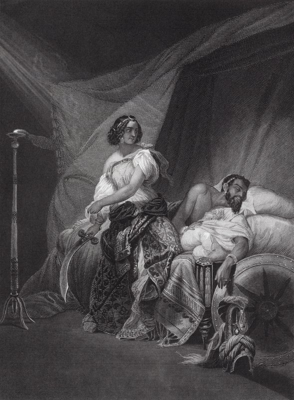 Judith ja Holofernes, Judith, 13. luku, 4. ja 7. luku (kaiverrus). tekijältä Horace (after) Vernet