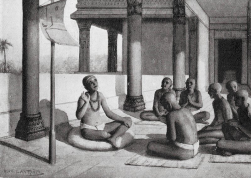 Sankaracharya puhuu yhdestä Jumalasta, 815 jKr. (litografia) tekijältä Horace van Ruith
