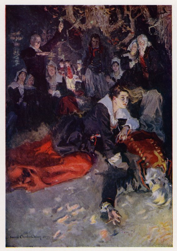 Henry Wadsworth Longfellowin kuvitus Evangelinelle, A Tale of Arcadie (värilitho) tekijältä Howard Chandler (after) Christy