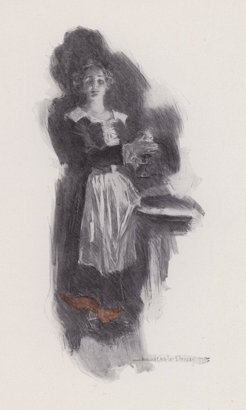 Kuvitus Evangelinelle, Tarina Arcadiesta, kirjoittanut Henry Wadsworth Longfellow (litho) tekijältä Howard Chandler (after) Christy
