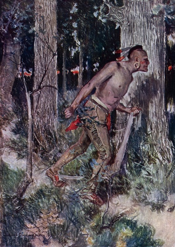 Kuvitus Henry Wadsworth Longfellowin The Courtship of Miles Standishin teokseen (värilitho) tekijältä Howard Chandler (after) Christy