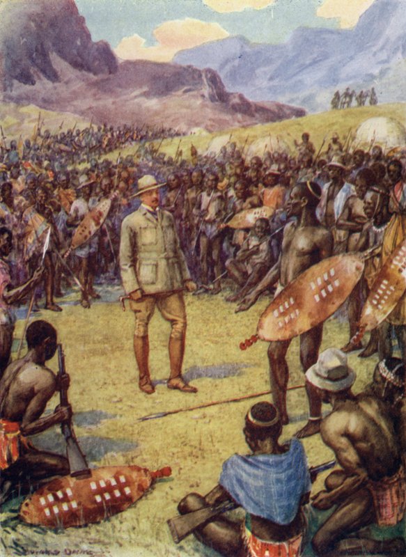 Cecil Rhodes, Matabeles (väri litho) tekijältä Howard Davie