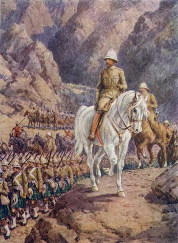 Lord Roberts, maaliskuussa Kandahariin (värilitho) tekijältä Howard Davie