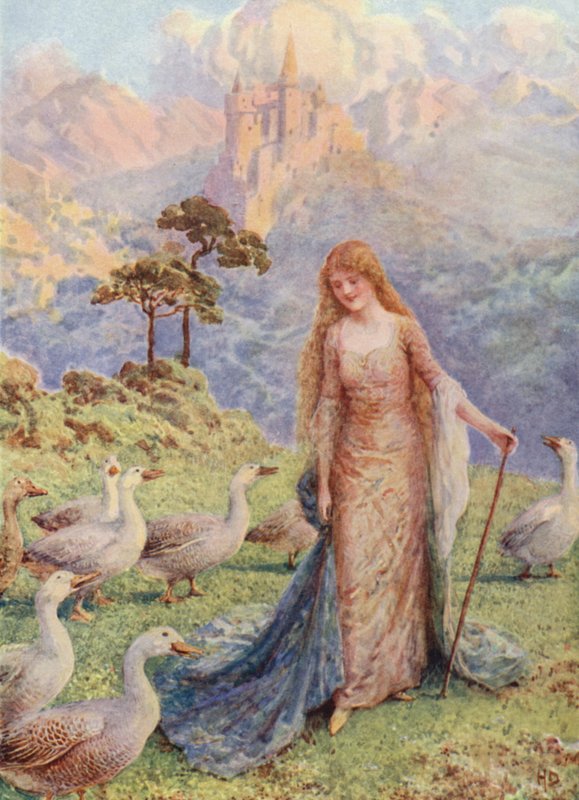 "Oi, kuinka kaunis emäntämme on" elokuvasta "The Quest of the Bird with the Golden Tail" (väri litho) tekijältä Howard Davie