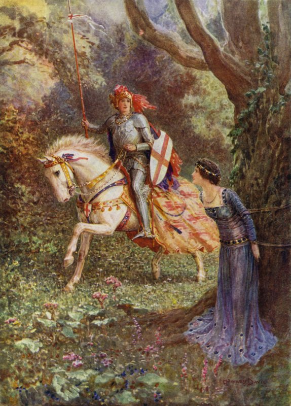 St George näki uskomattoman kauniin naisen (väri litho) tekijältä Howard Davie