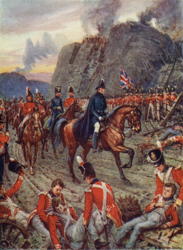 Wellingtonin herttua Badajosin piirityksessä (väri litho) tekijältä Howard Davie