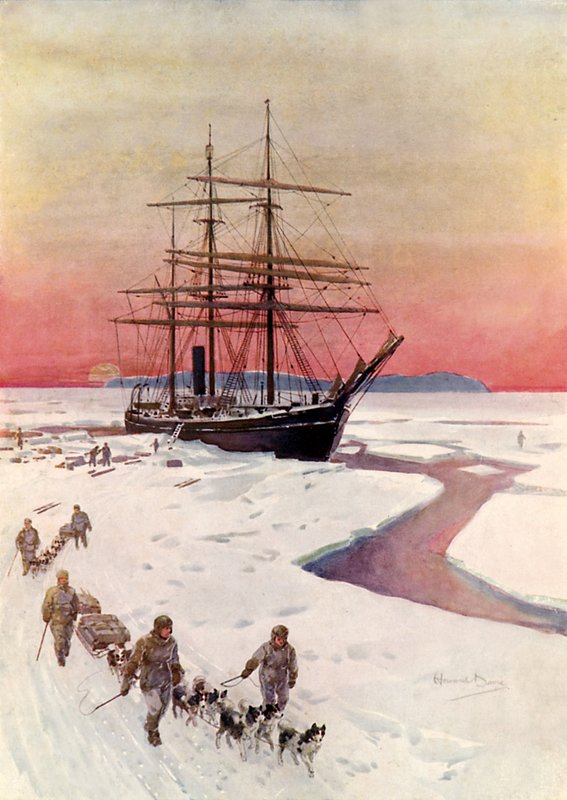 "Terra Novan" purkaminen McMurdo Soundissa (värilitho) tekijältä Howard Davie