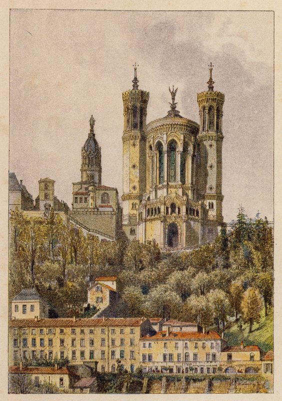 Notre-Dame De Fourvieres, A Lyon (värilitografia) tekijältä Hubert Clerget