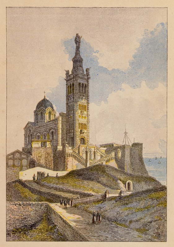 Notre-Dame De La Garde, Marseille (värilitografia). tekijältä Hubert Clerget