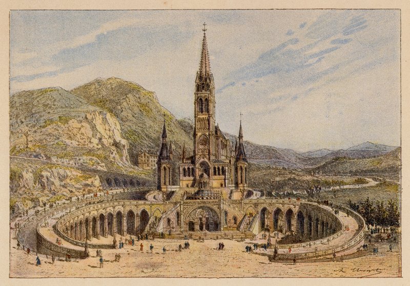 Notre-Dame De Lourdes (värilitografia) tekijältä Hubert Clerget
