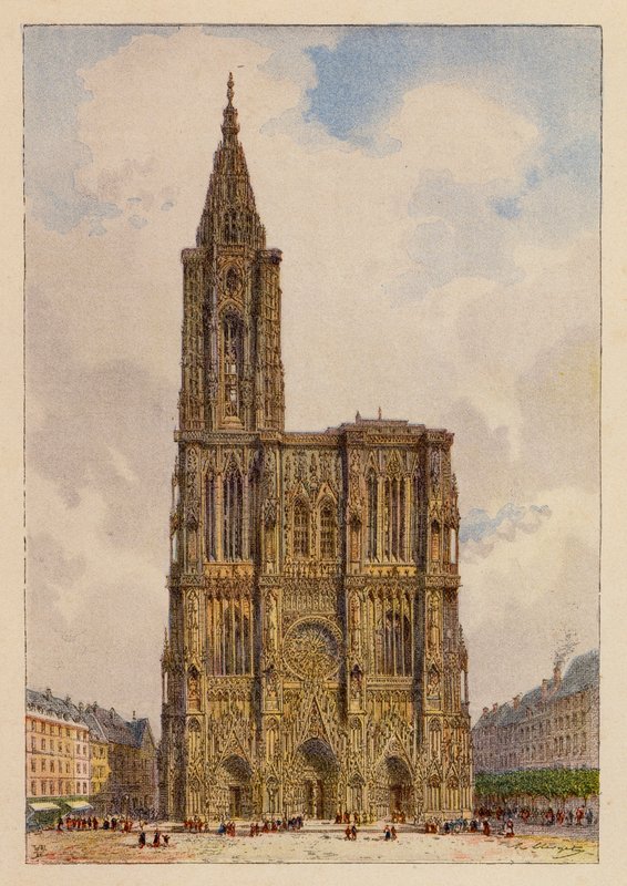 Notre-Dame De Strasbourg (värilitografia) tekijältä Hubert Clerget