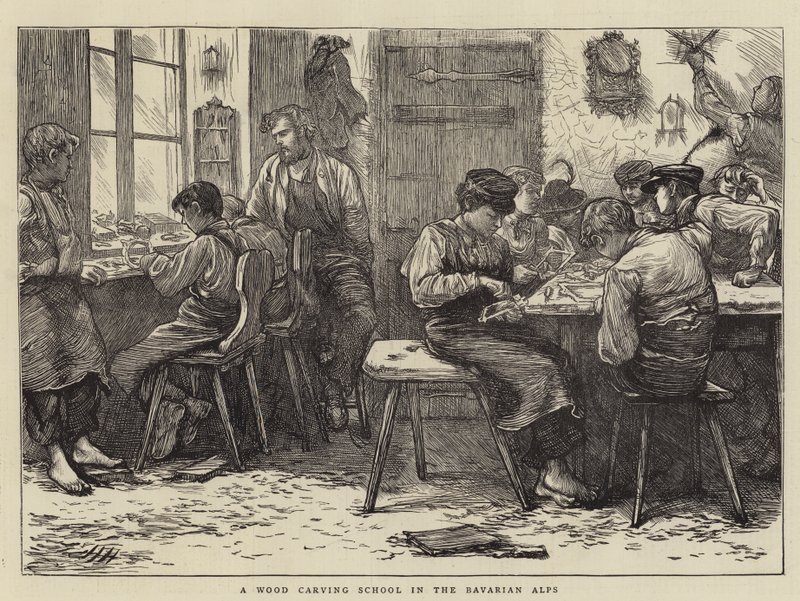 Puunveistokoulu Baijerin Alpeilla tekijältä Hubert von Herkomer