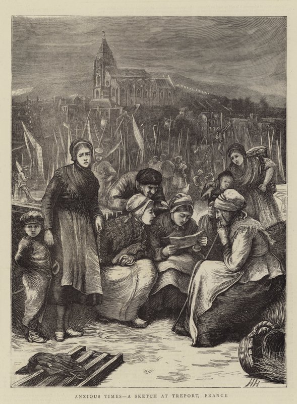 Anxious Times, luonnos Treportissa, Ranskassa tekijältä Hubert von Herkomer
