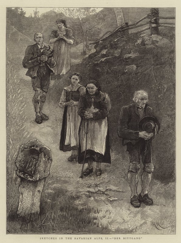 Luonnoksia Baijerin Alpeilla, II, Der Bittgang tekijältä Hubert von Herkomer