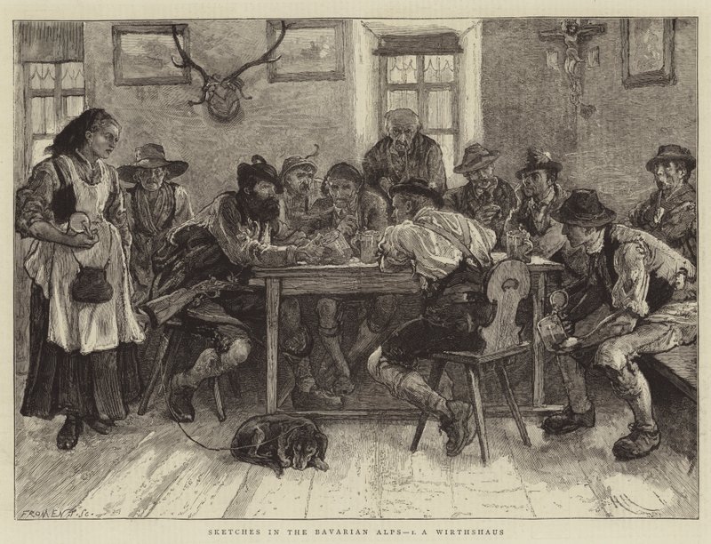 Luonnoksia Baijerin Alpeilla, IN, Wirtshausissa tekijältä Hubert von Herkomer