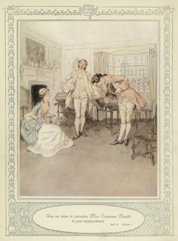 Kuvitus Goldsmithin teokseen She Stoops to Conquer tekijältä Hugh Thomson