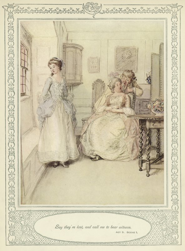 Kuvitus Goldsmithin teokseen She Stoops to Conquer (Hän pyrkii valloittamaan) tekijältä Hugh Thomson