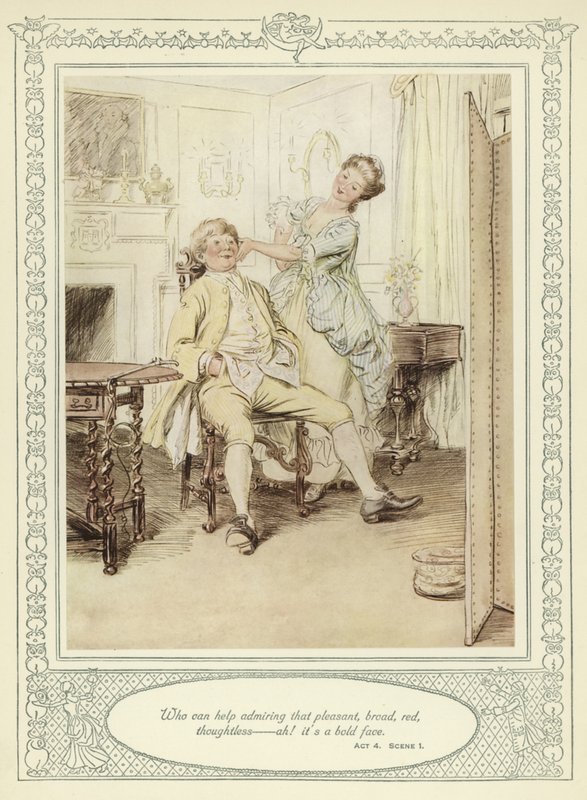 Kuvitus Goldsmithin teokseen She Stoops to Conquer tekijältä Hugh Thomson