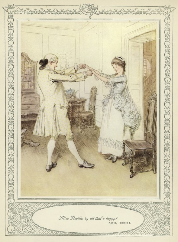 Kuvitus Goldsmithin teokseen She Stoops to Conquer (Hän pyrkii valloittamaan) tekijältä Hugh Thomson