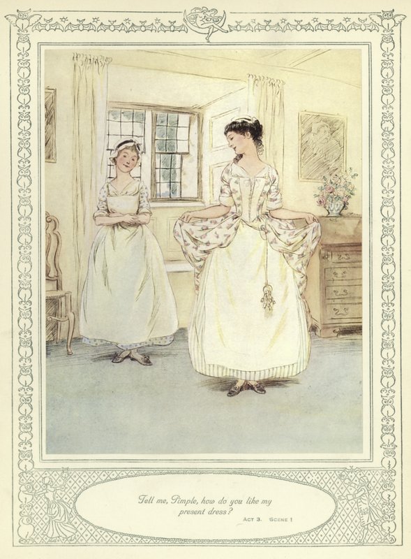 Kuvitus Goldsmithin teokseen She Stoops to Conquer (Hän pyrkii valloittamaan) tekijältä Hugh Thomson