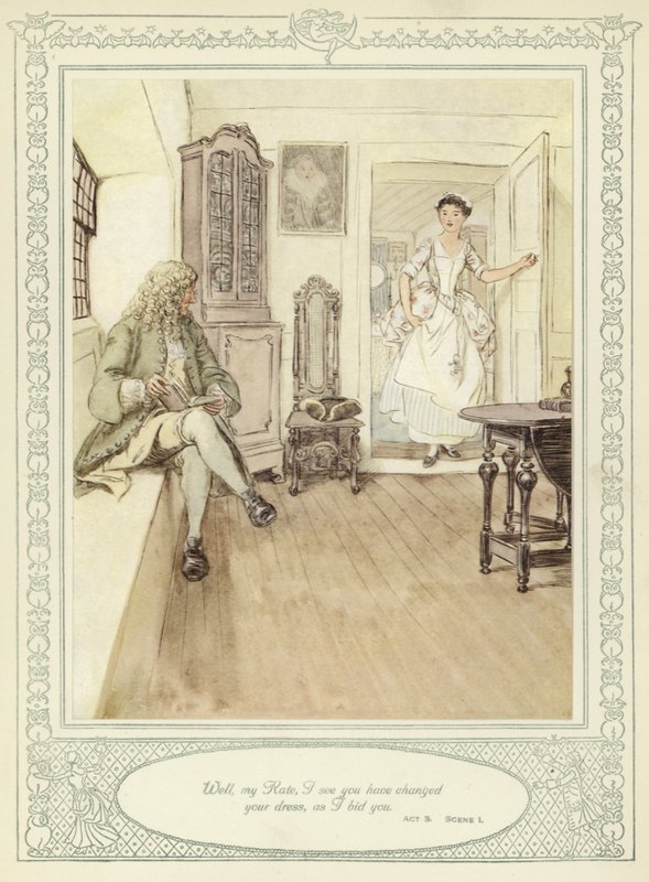 Kuvitus Goldsmithin teokseen She Stoops to Conquer tekijältä Hugh Thomson