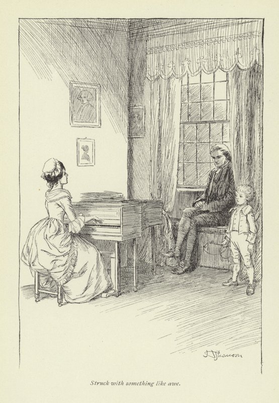 Kuvitus George Eliotin teokseen Mr Gilfils Love Story (George Eliot). tekijältä Hugh Thomson