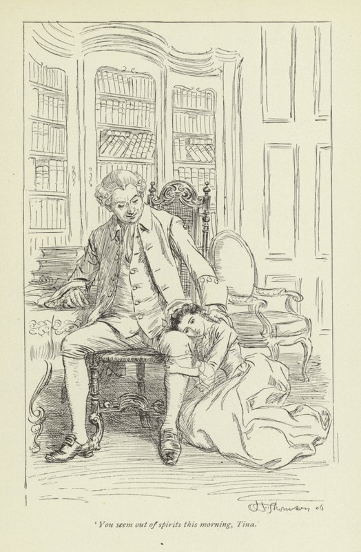 Kuvitus George Eliotin teokseen Mr Gilfils Love Story (George Eliot). tekijältä Hugh Thomson