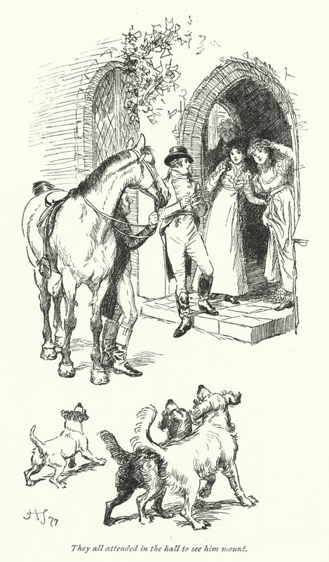 Kuvitus Northanger Abbeylle, kirjoittanut Jane Austen (litho) tekijältä Hugh Thomson