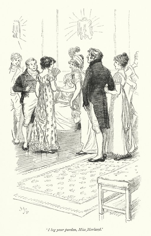 Kuvitus Northanger Abbeylle, kirjoittanut Jane Austen (litho) tekijältä Hugh Thomson