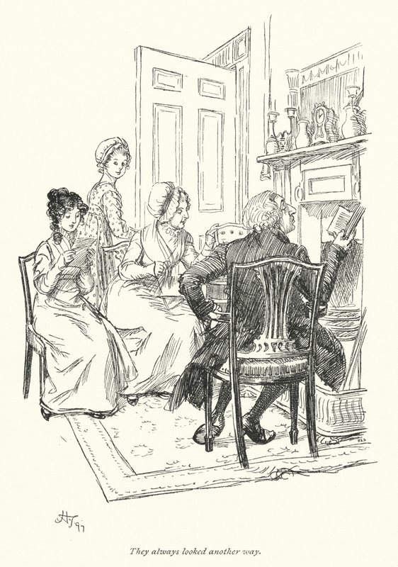 Kuvitus Northanger Abbeylle, kirjoittanut Jane Austen (litho) tekijältä Hugh Thomson