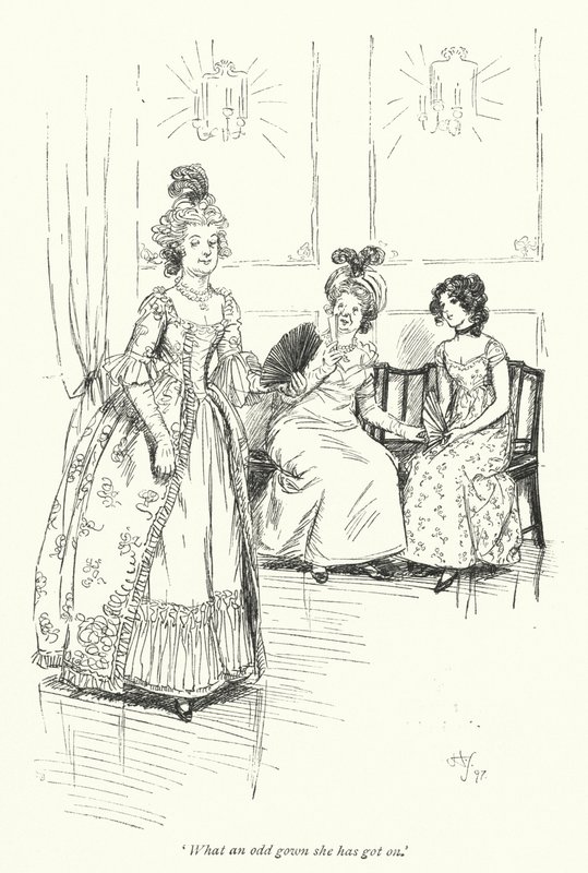 Kuvitus Northanger Abbeylle, kirjoittanut Jane Austen (litho) tekijältä Hugh Thomson