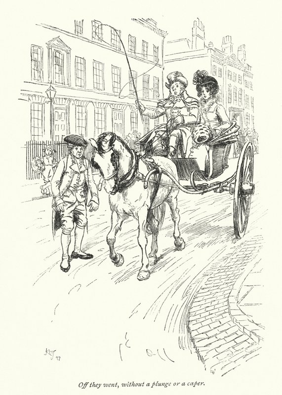 Kuvitus Northanger Abbeylle, kirjoittanut Jane Austen (litho) tekijältä Hugh Thomson
