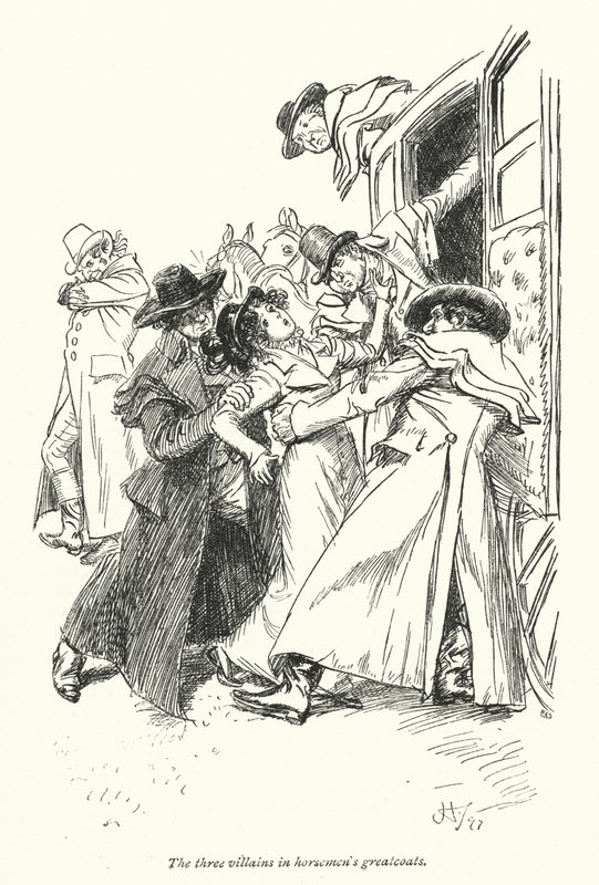 Kuvitus Northanger Abbeylle, kirjoittanut Jane Austen (litho) tekijältä Hugh Thomson