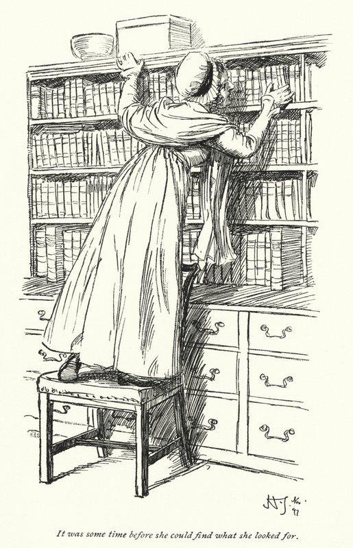 Kuvitus Northanger Abbeylle, kirjoittanut Jane Austen (litho) tekijältä Hugh Thomson