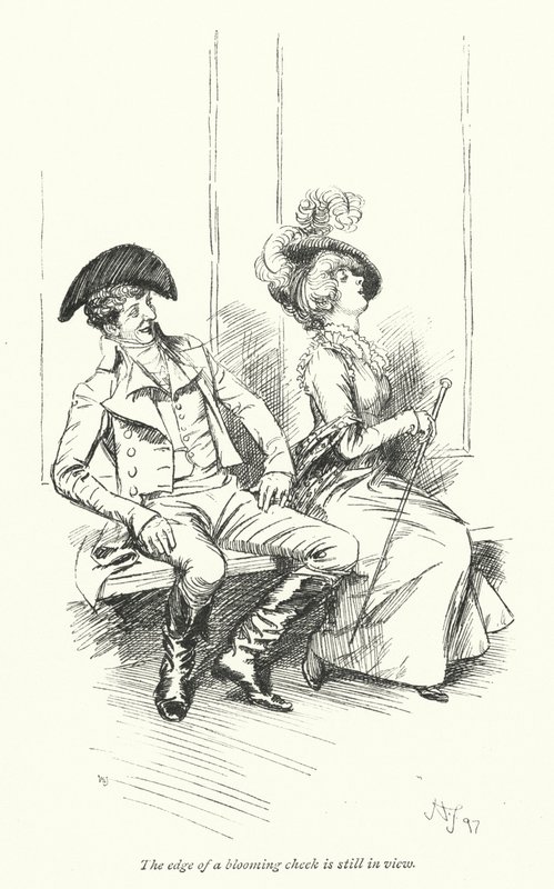 Kuvitus Northanger Abbeylle, kirjoittanut Jane Austen (litho) tekijältä Hugh Thomson