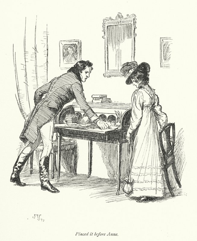 Jane Austenin kuvitus suostutteluun (litho) tekijältä Hugh Thomson