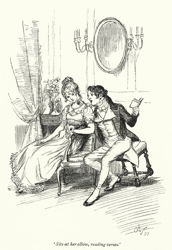 Jane Austenin kuvitus suostutteluun (litho) tekijältä Hugh Thomson