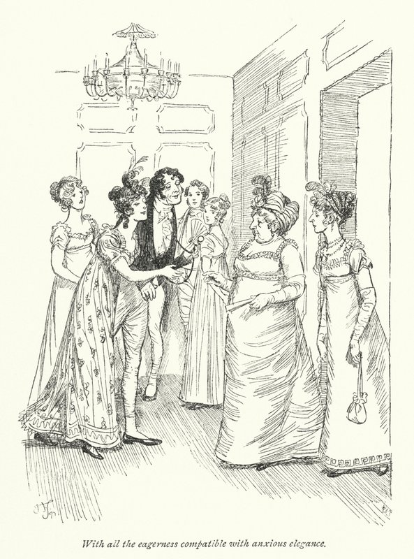 Jane Austenin kuvitus suostutteluun (litho) tekijältä Hugh Thomson