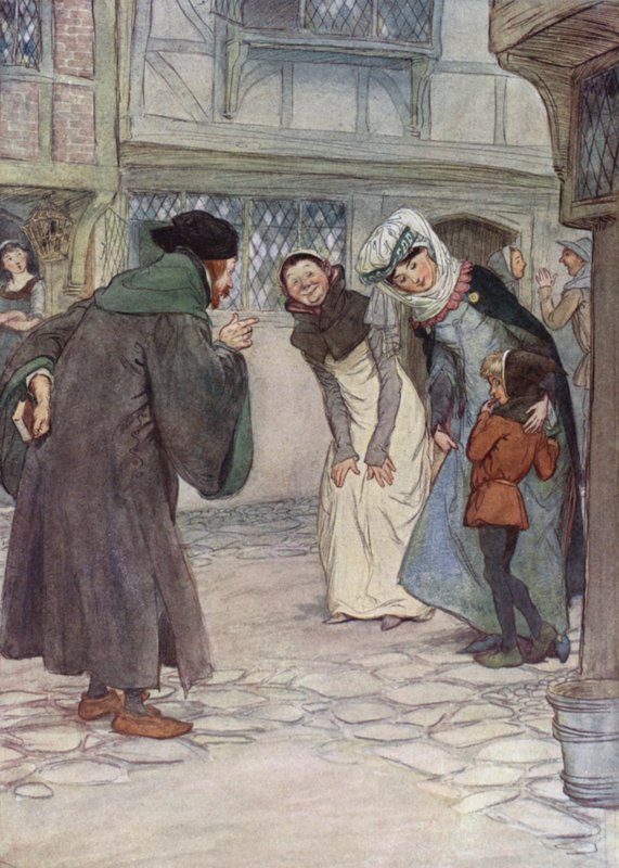 Kuvitus teokseen The Merry Wives of Windsor (väri litho) tekijältä Hugh Thomson