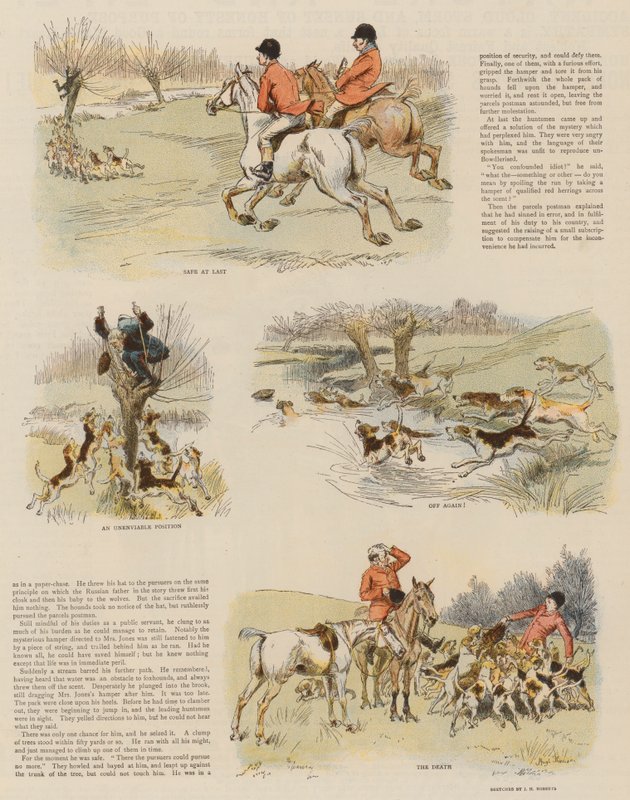 Pakettipostin punaiset silakkaa (chromolitho) tekijältä Hugh Thomson
