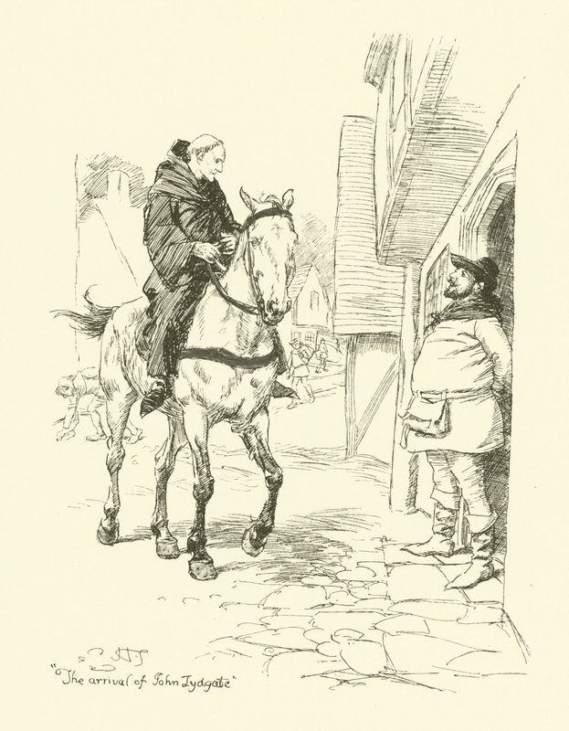 John Lydgaten saapuminen (litho) tekijältä Hugh Thomson