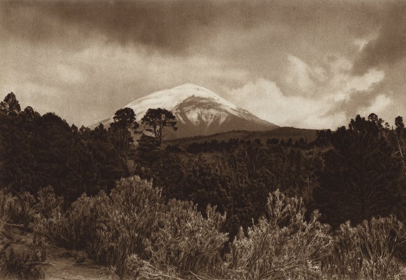 Meksiko: Popocatepetl (s/w-kuva) tekijältä Hugo Brehme
