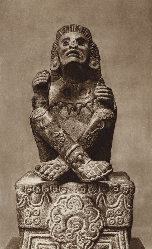 Meksiko: Xochipilli naamion kanssa, Kansallismuseo (s/w-kuva). tekijältä Hugo Brehme
