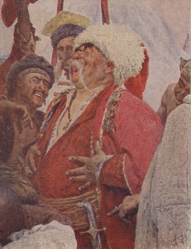 Yksityiskohta maalauksesta Zaporozshin kasakkojen vastaus sulttaani Mehmet IV:lle, 1891 tekijältä Ilya Efimovich Repin