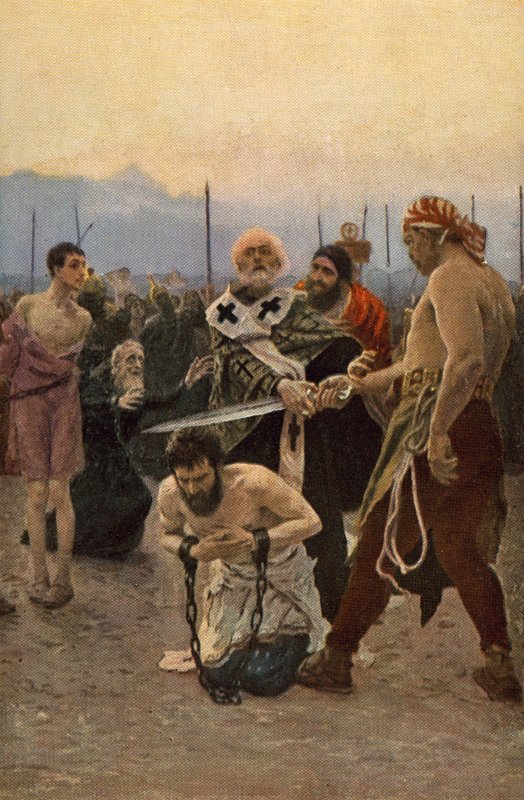 Pyhä Nikolaus Myran pelastaa kolme viatonta kuolemalta tekijältä Ilya Efimovich Repin