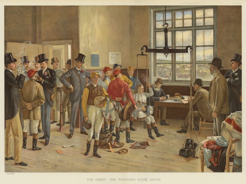Derby, punnitushuone, Epsom (chromolitho) tekijältä Isaac J. Cullin