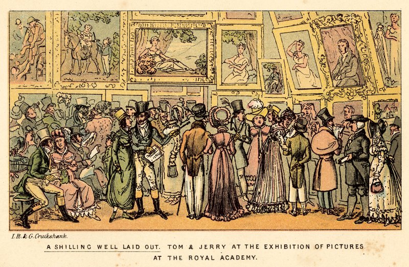 Hyvin muotoiltu shillingi tekijältä Isaac, Robert and George Cruikshank