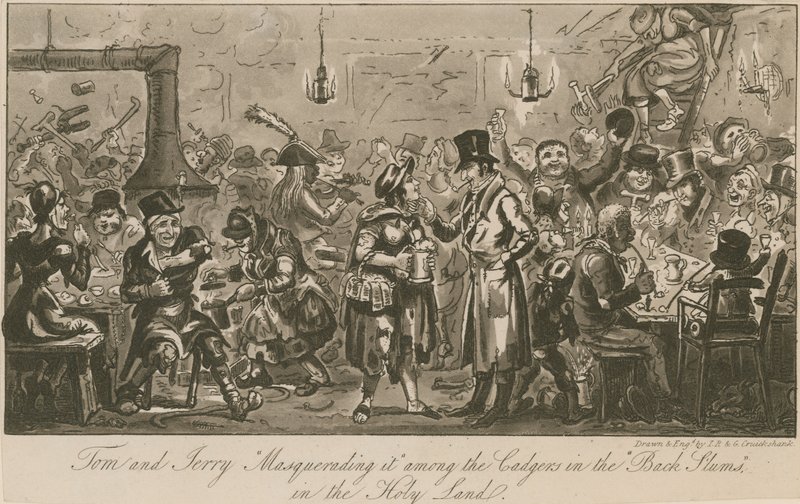 Tom ja Jerry naamioivat sen pyhien slummeissa Pyhässä maassa tekijältä Isaac, Robert and George Cruikshank
