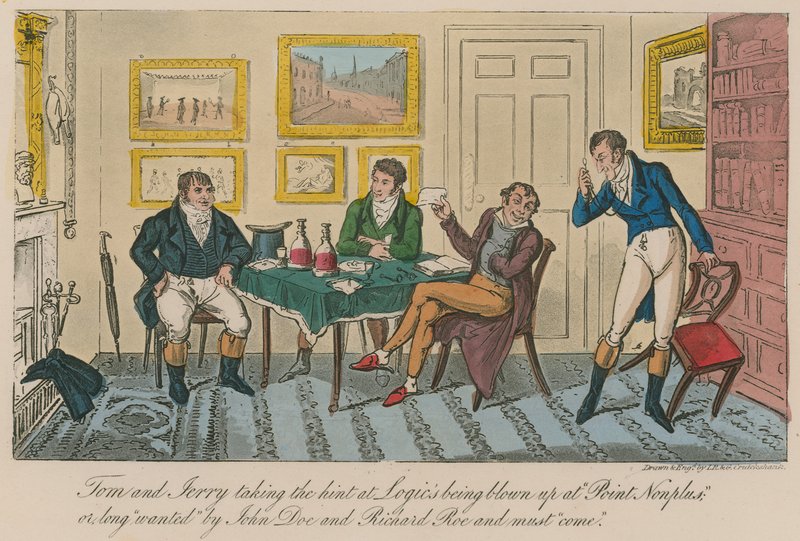 Tom ja Jerry ottavat vihjeen vastaan, kun Logic räjäytetään Point Nonplus -pisteessä. tekijältä Isaac, Robert and George Cruikshank